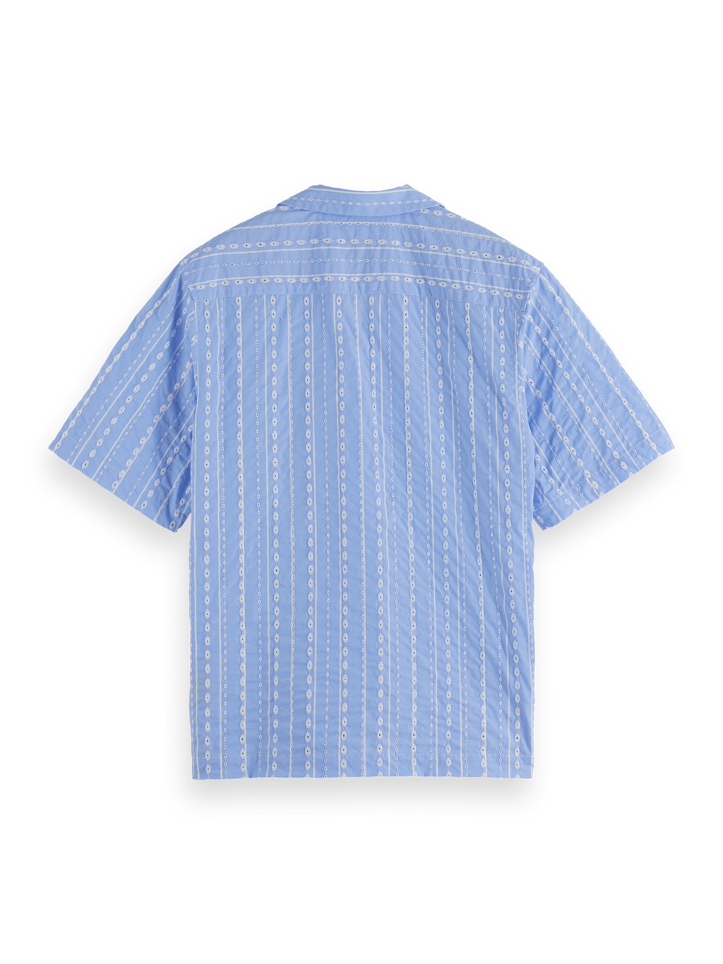 Embroidered-Stripe Relaxed-Fit Short Sleeve Shirt