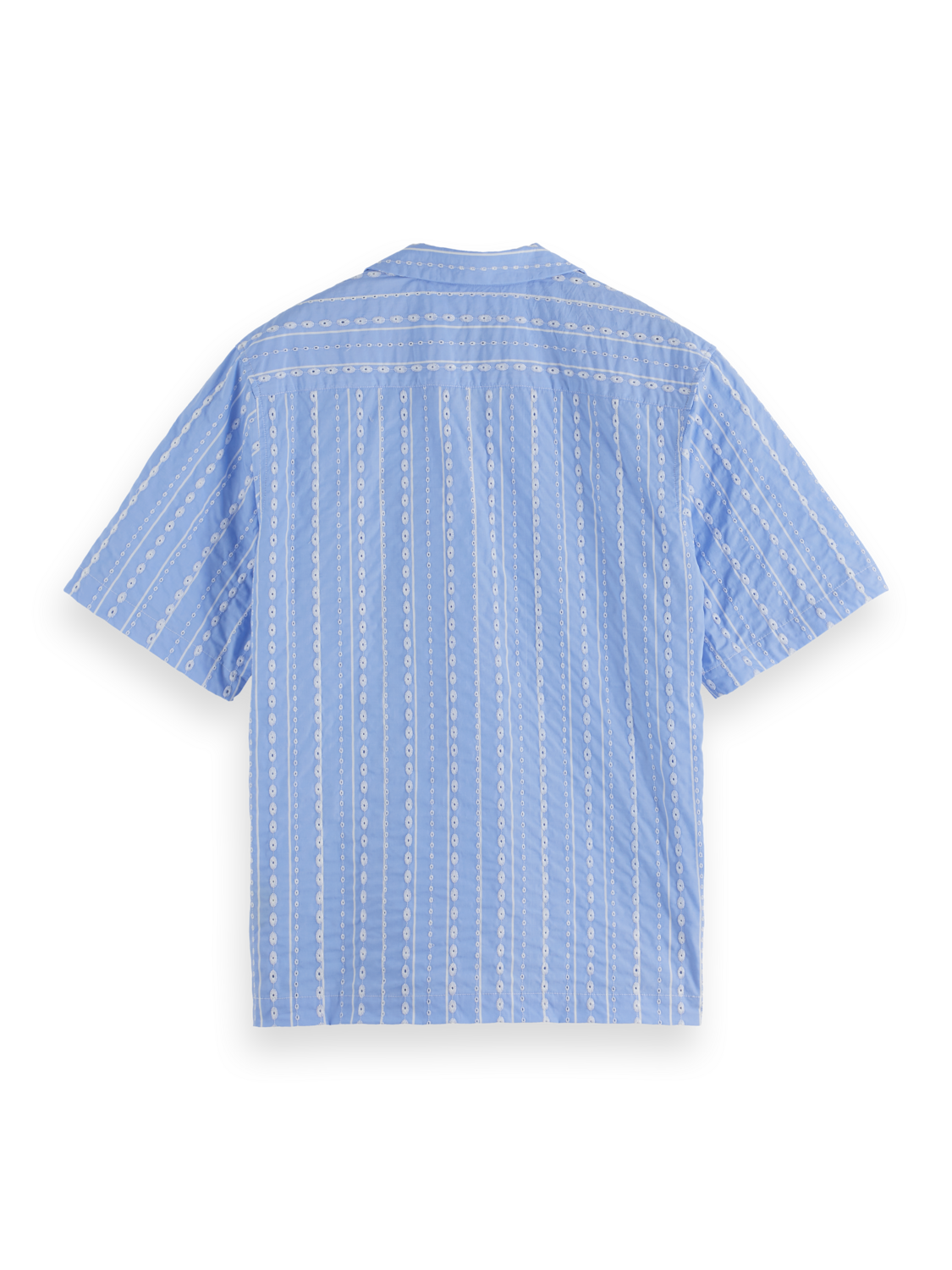 Embroidered-Stripe Relaxed-Fit Short Sleeve Shirt