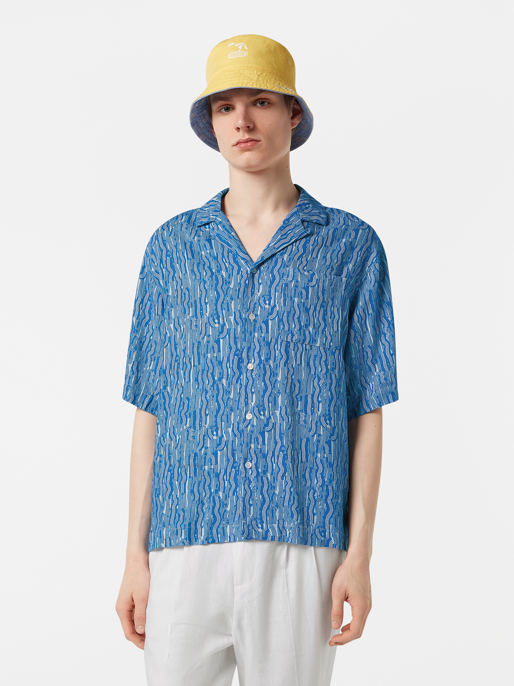 Printed Relaxed-Fit Linen-Blend Short Sleeve Shirt