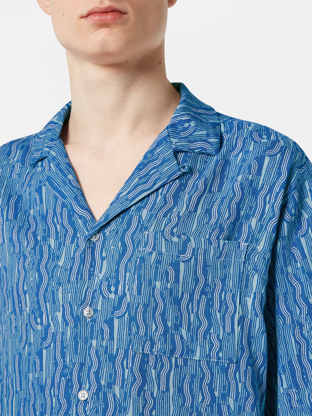 Printed Relaxed-Fit Linen-Blend Short Sleeve Shirt