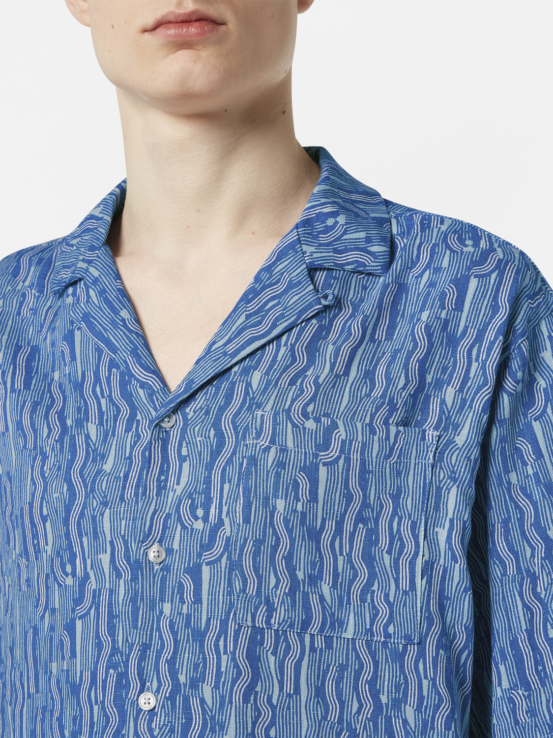 Printed Relaxed-Fit Linen-Blend Short Sleeve Shirt