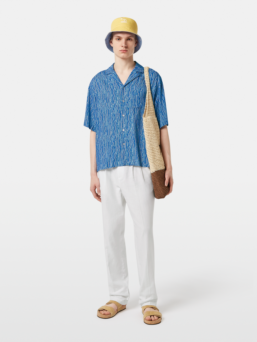 Printed Relaxed-Fit Linen-Blend Short Sleeve Shirt