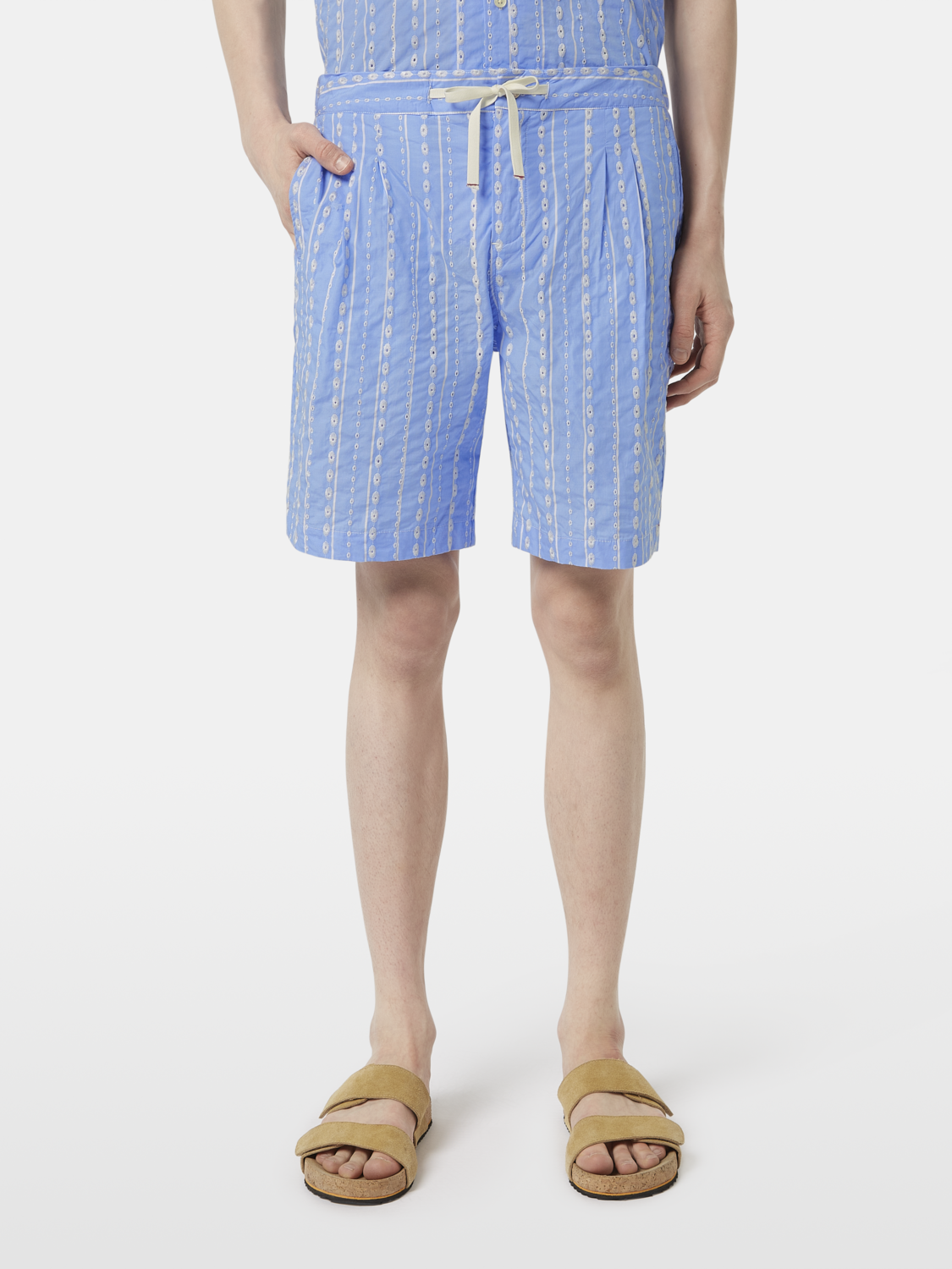 Twilt Embroidered-Stripe Seersucker Bermuda Short