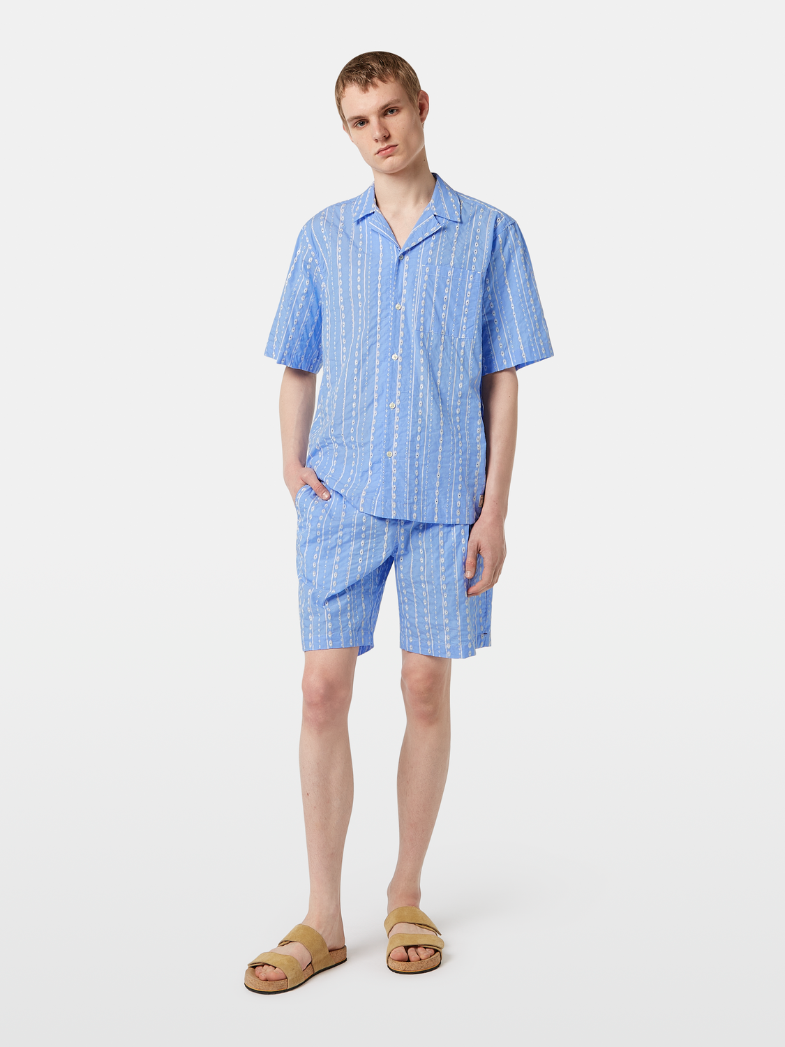 Twilt Embroidered-Stripe Seersucker Bermuda Short