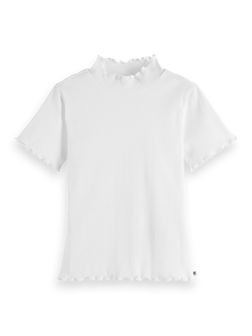 Girls' Core Mock Neck Ribbed Slim-Fit Short Sleeve T-Shirt