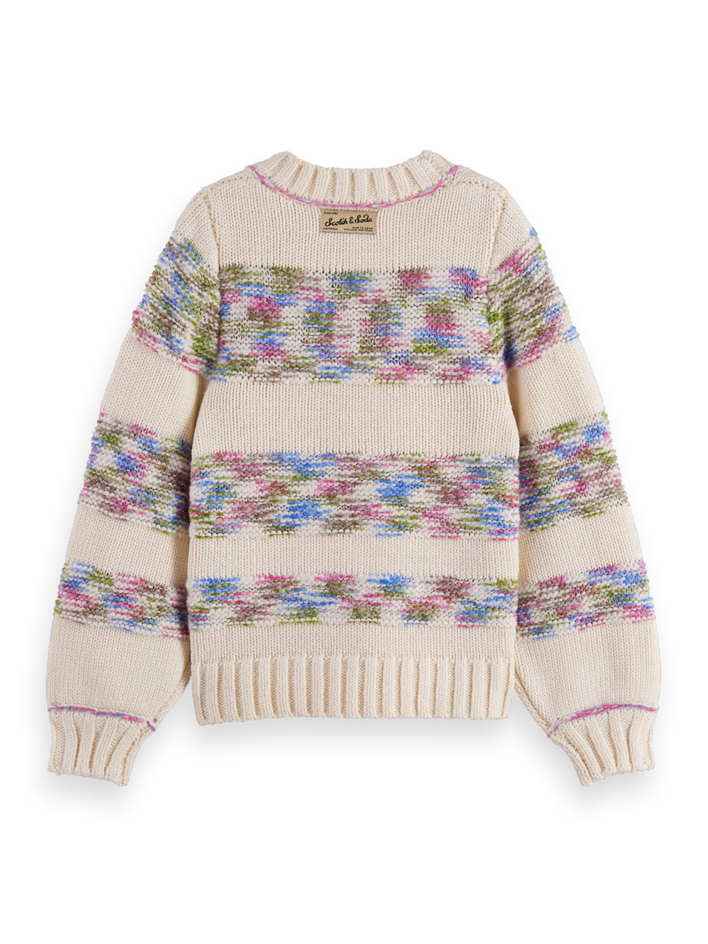 Girls' Multi-Color Rainbow Yarn Striped Pullover