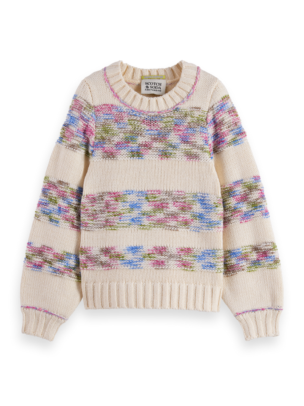 Girls' Multi-Color Rainbow Yarn Striped Pullover