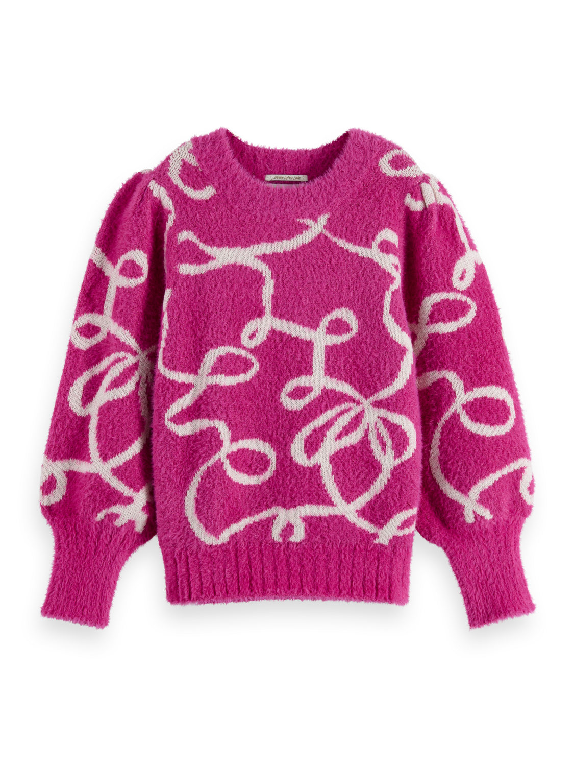 Girls' Turtleneck intarsia glitter pullover