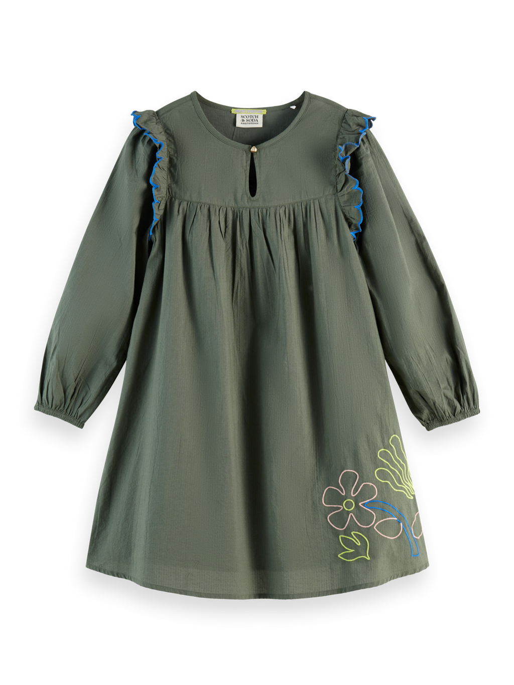 Girls' Seersucker embroidered dress