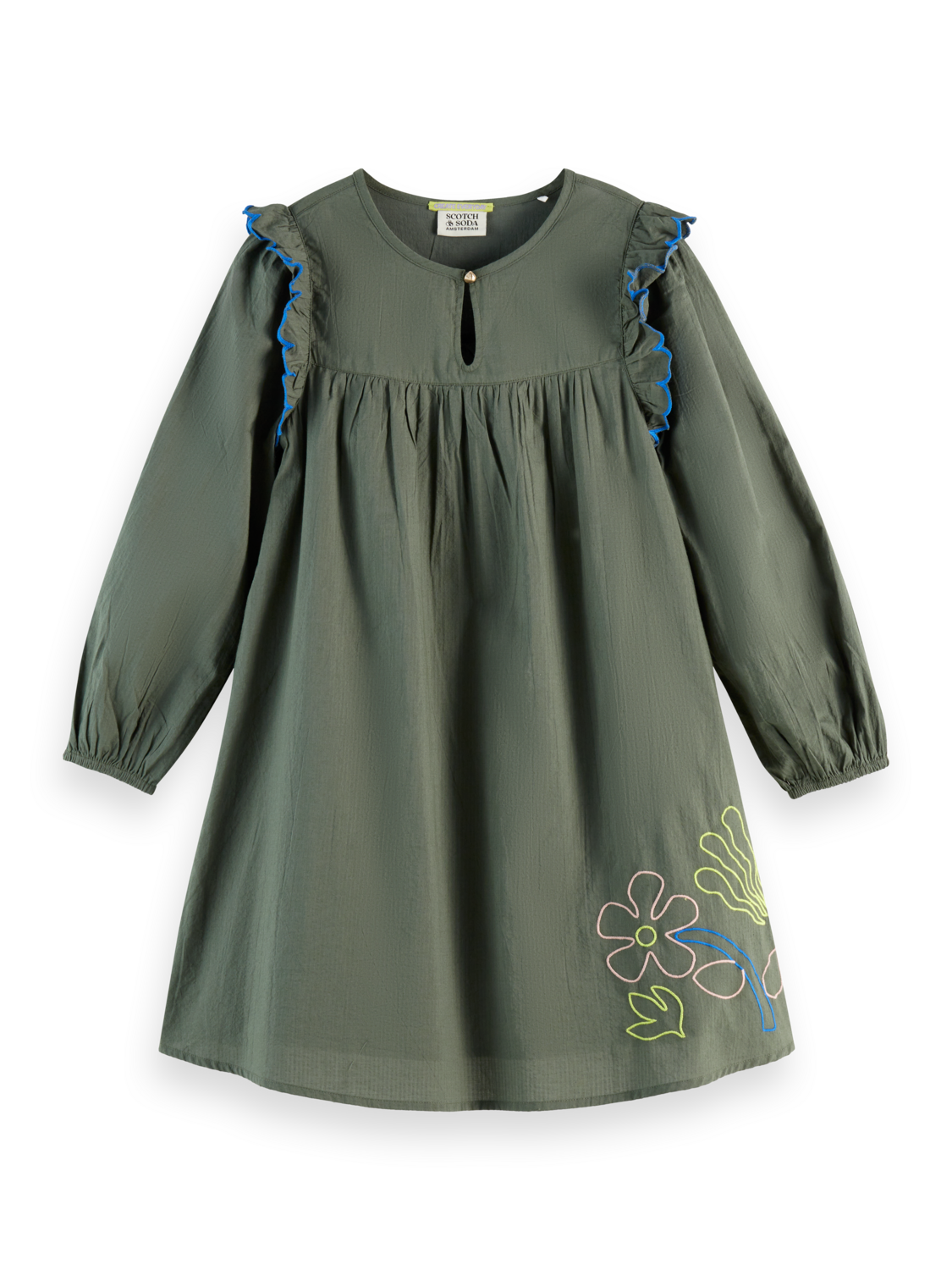 Girls' Seersucker embroidered dress