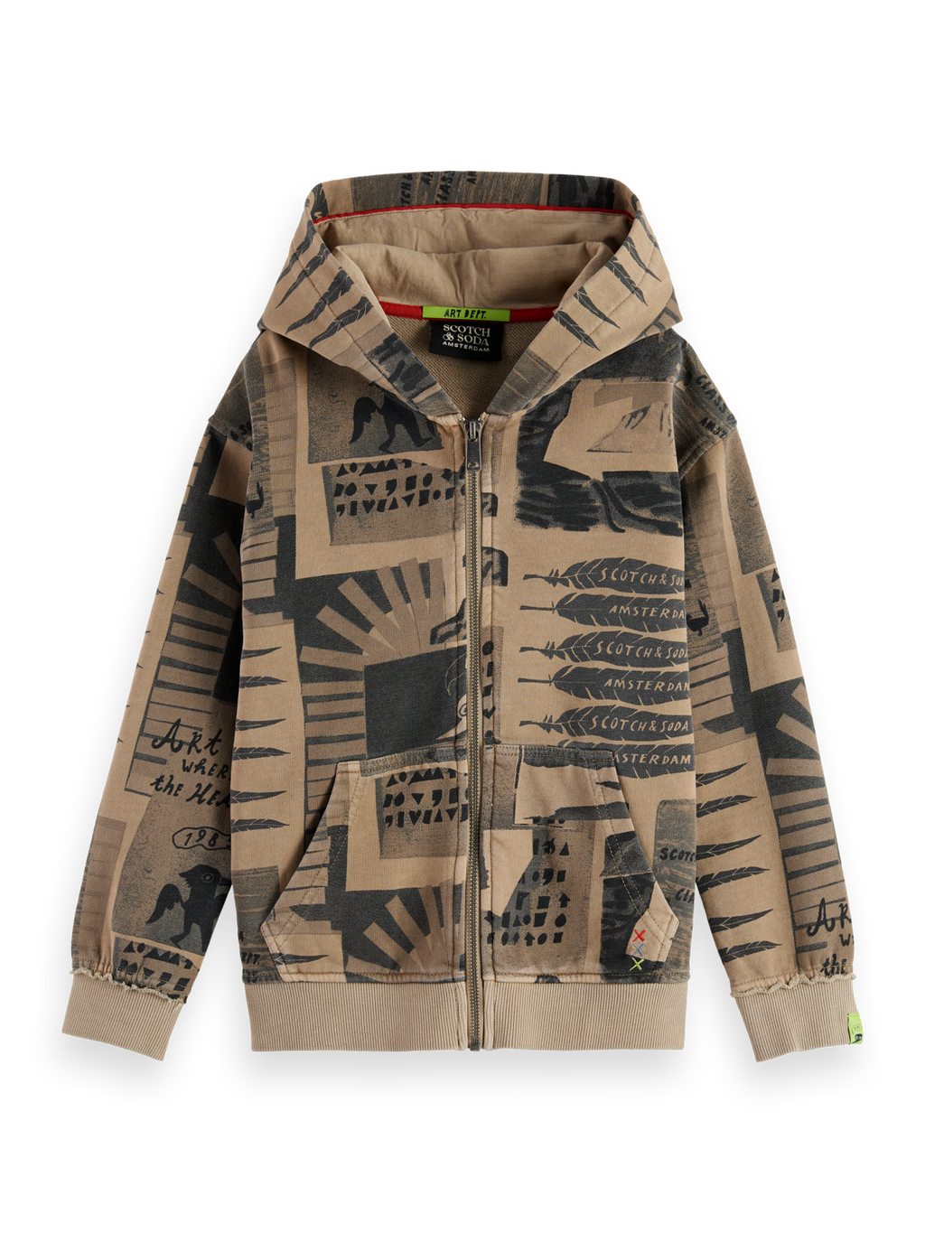 Boys' Relaxed-Fit All-Over Printed Zip-Through Hoodie