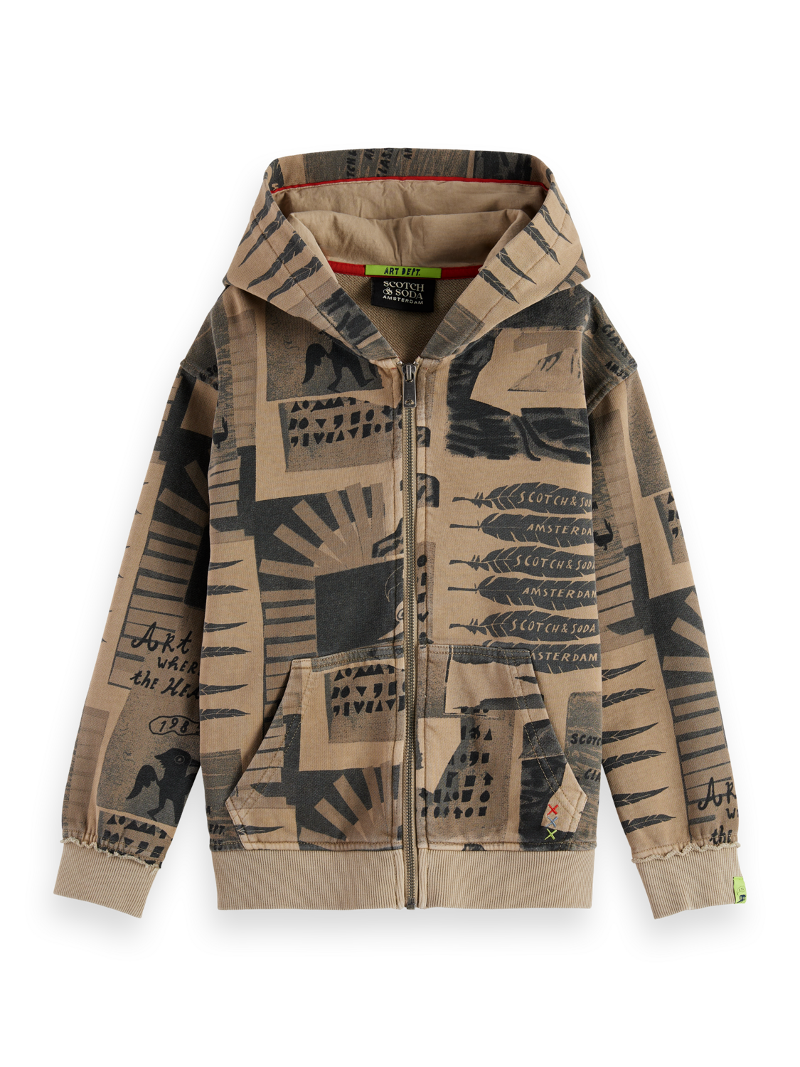 Boys' Relaxed-Fit All-Over Printed Zip-Through Hoodie