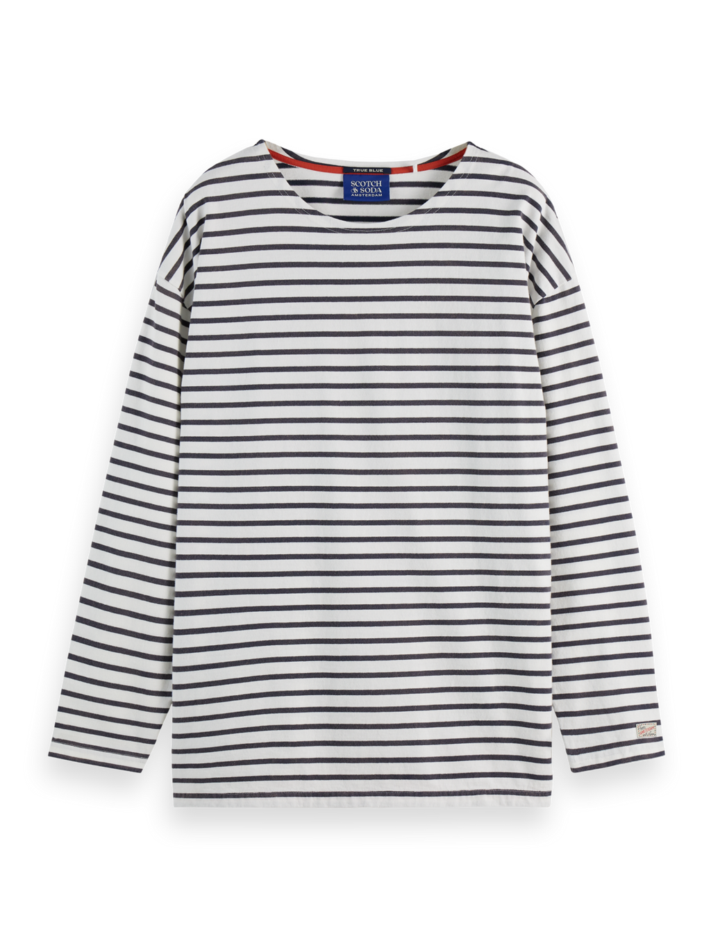 Denim Washed Long Sleeve Breton Tee