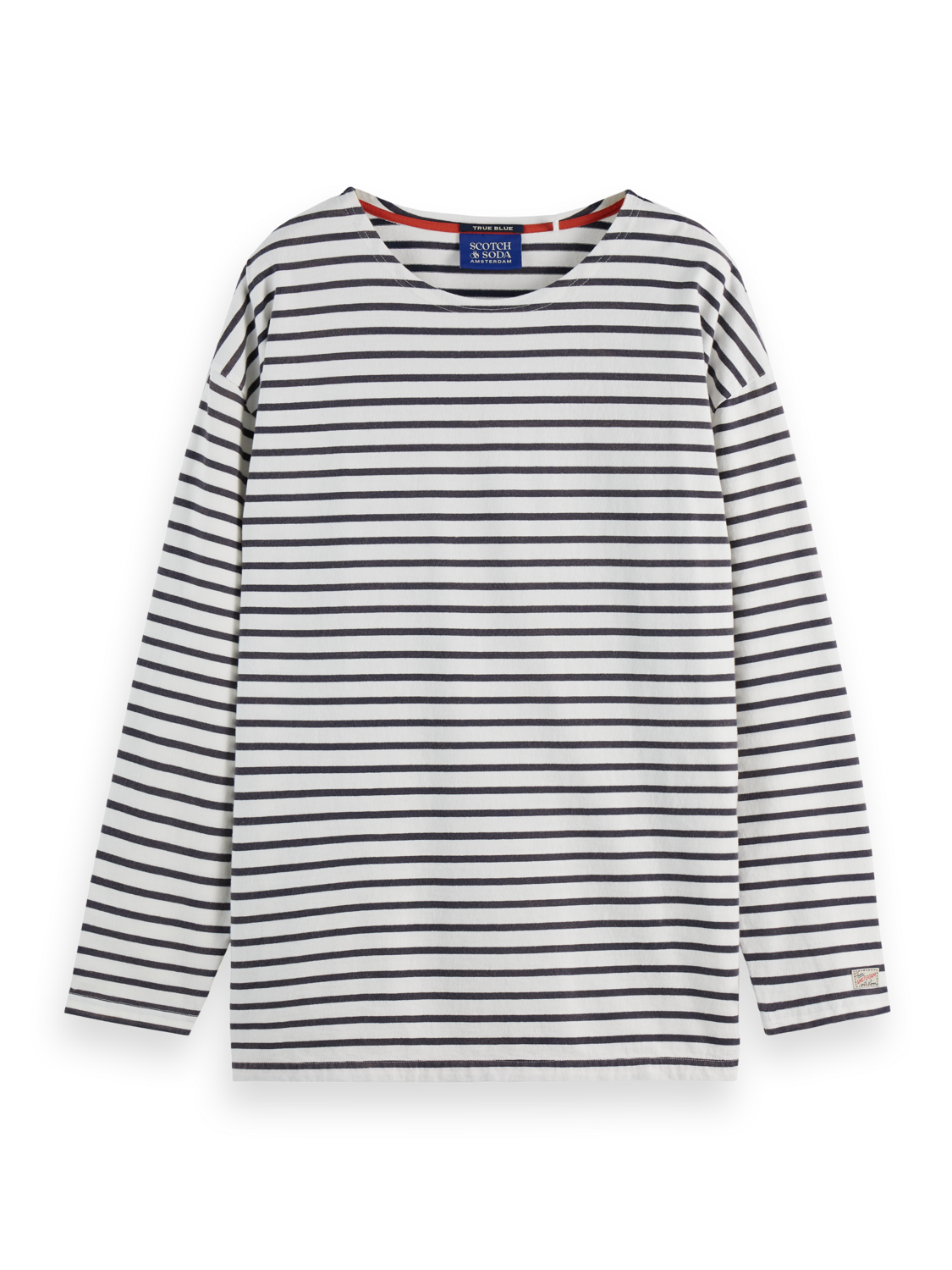 Denim Washed Long Sleeve Breton Tee