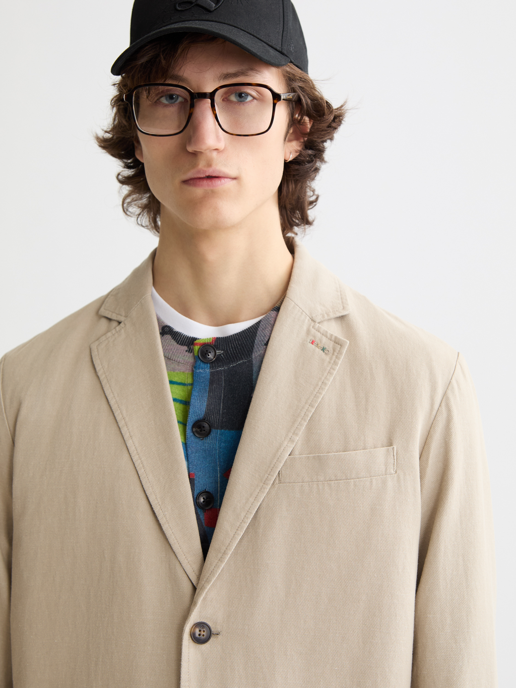 Relaxed-Fit Cotton Linen Twill 2-Button Blazer