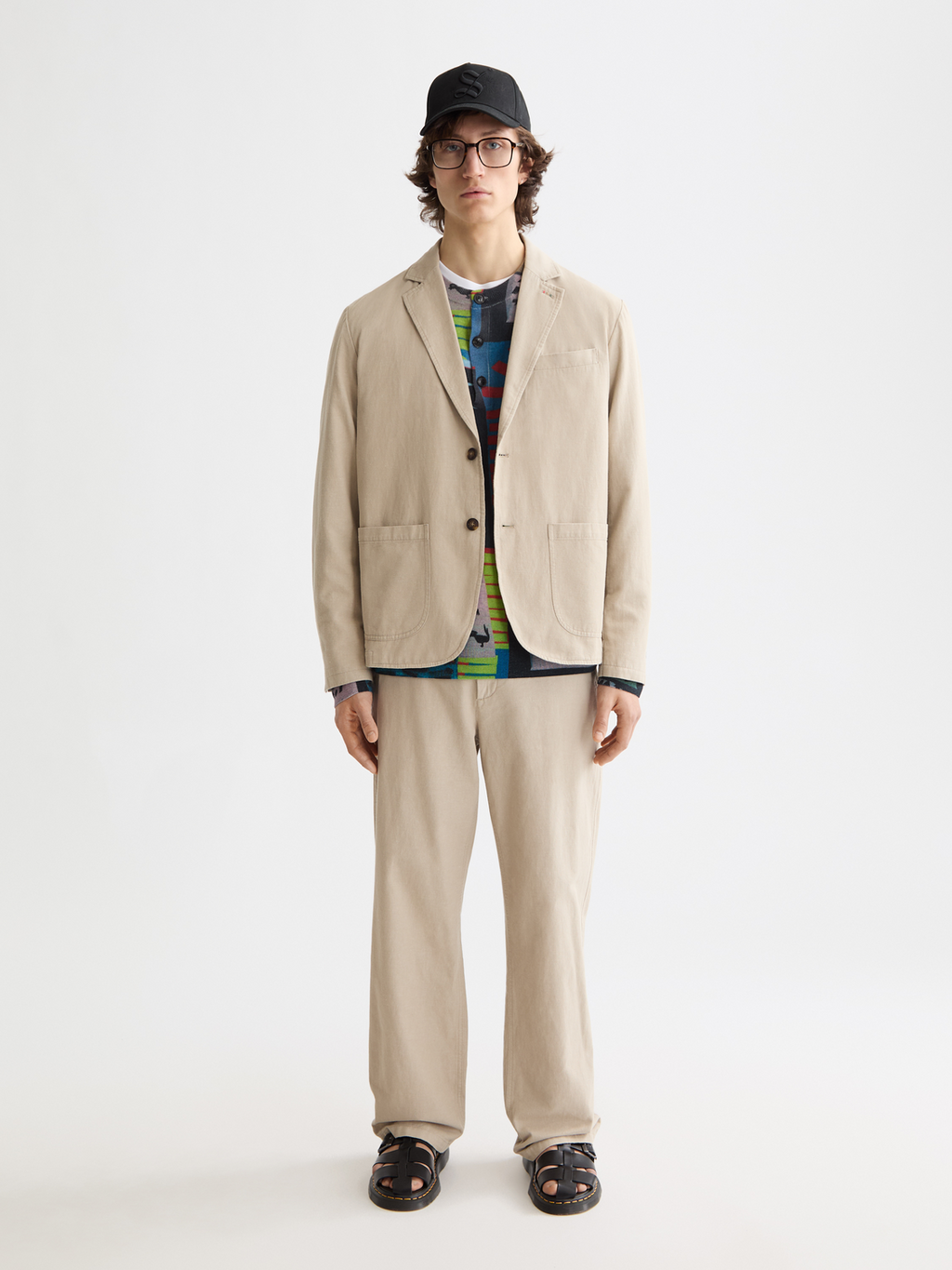 Relaxed-Fit Cotton Linen Twill 2-Button Blazer