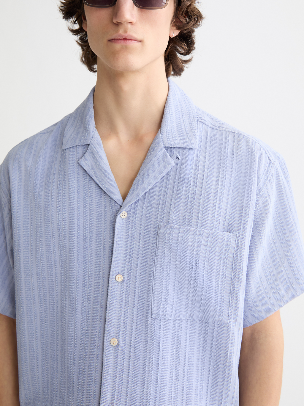 Tonal-Striped Short-Sleeved Shirt
