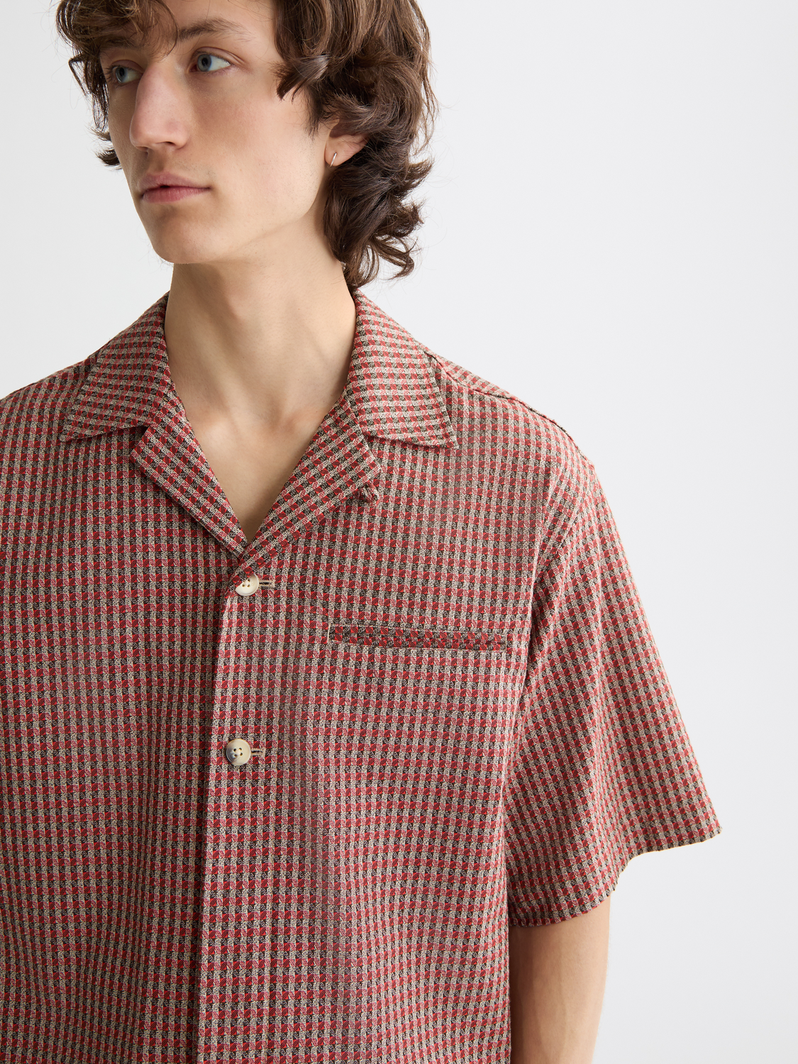 Micro Geo Print Short-Sleeved Shirt