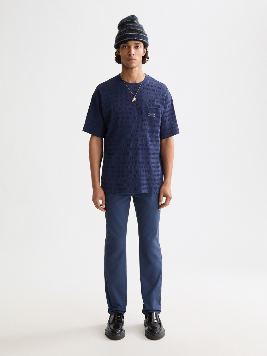 Relaxed-Fit Horizonal Textured T-Shirt