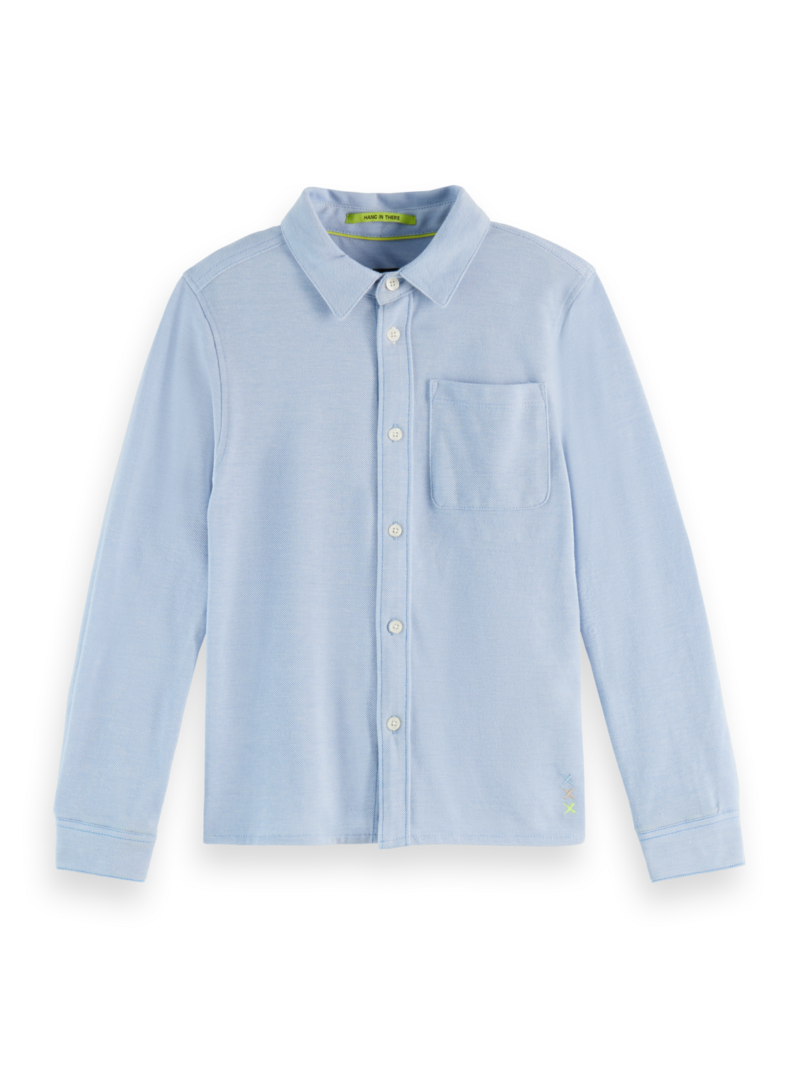 Boys' Regular-fit two-tone pique long-sleeve shirt