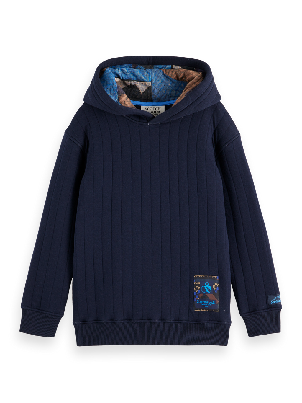 Boys' Relaxed-fit quilted patchwork hoodie