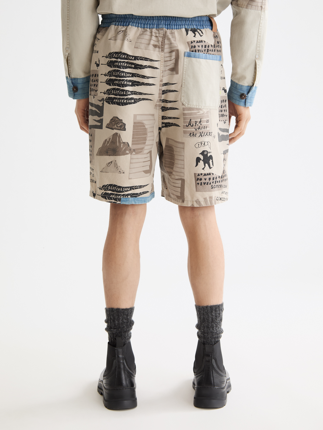 Loose-Fit Printed Washed Bermuda Shorts