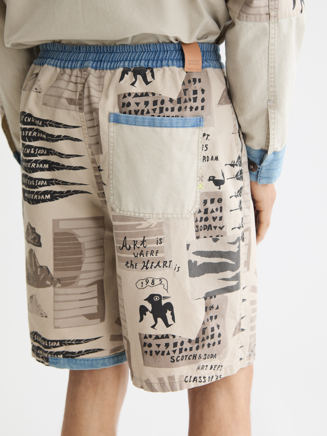 Loose-Fit Printed Washed Bermuda Shorts
