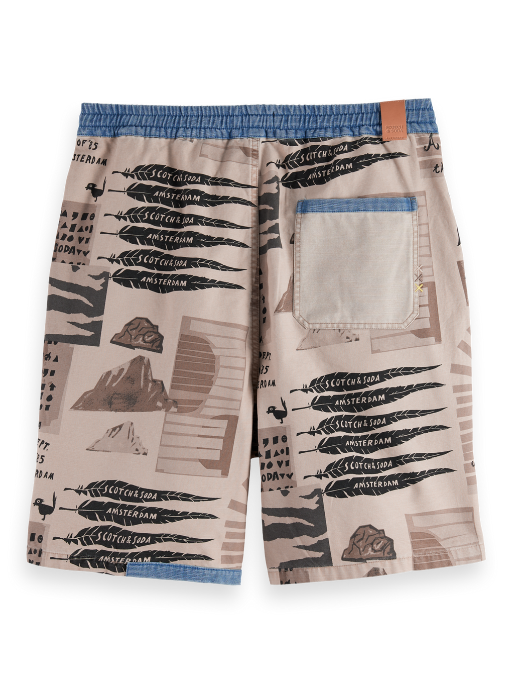 Loose-Fit Printed Washed Bermuda Shorts