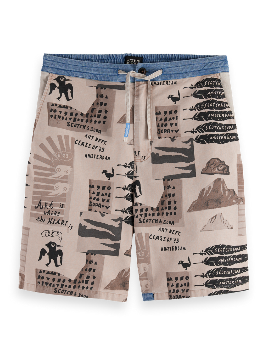 Loose-Fit Printed Washed Bermuda Shorts