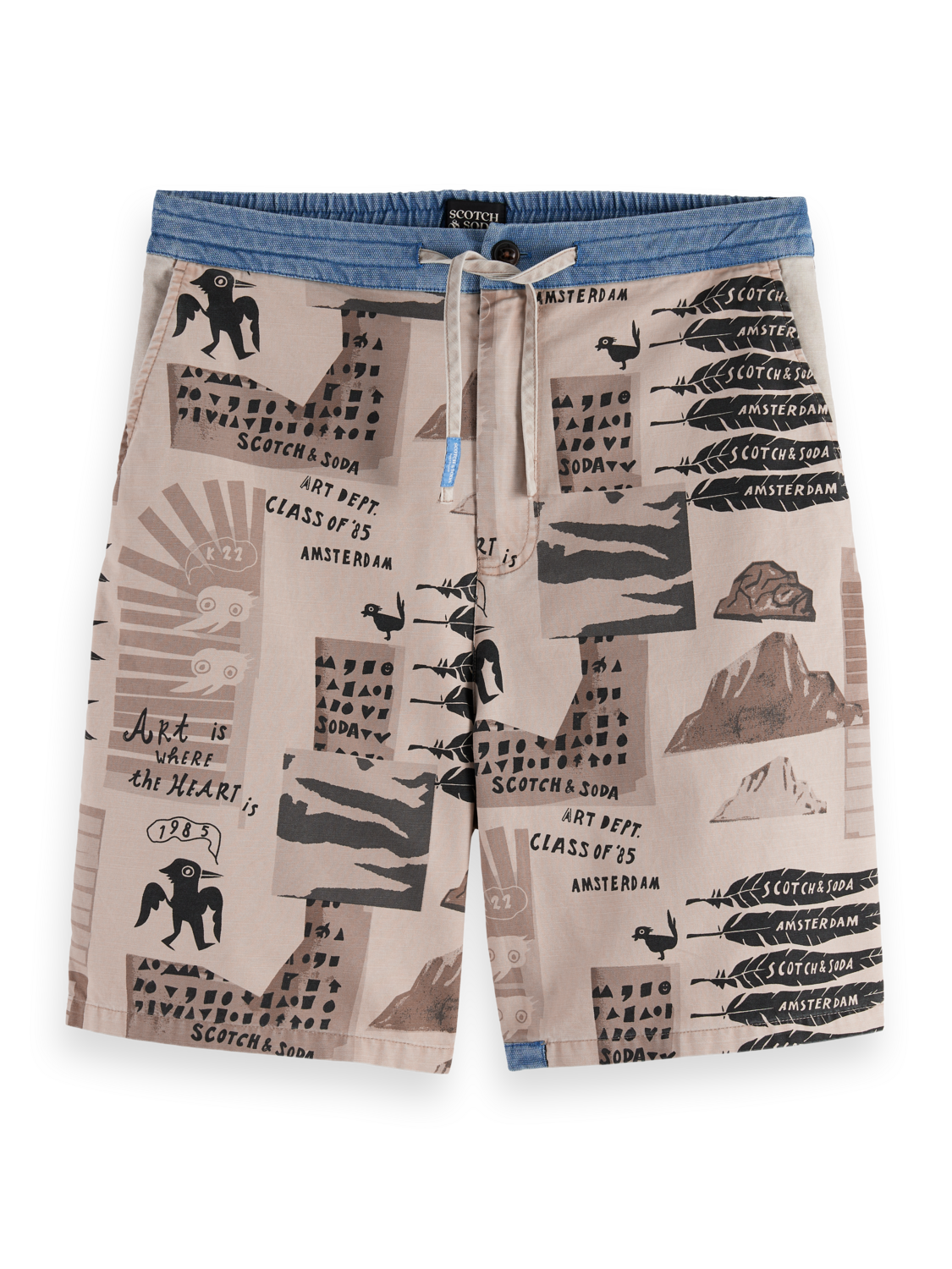Loose-Fit Printed Washed Bermuda Shorts