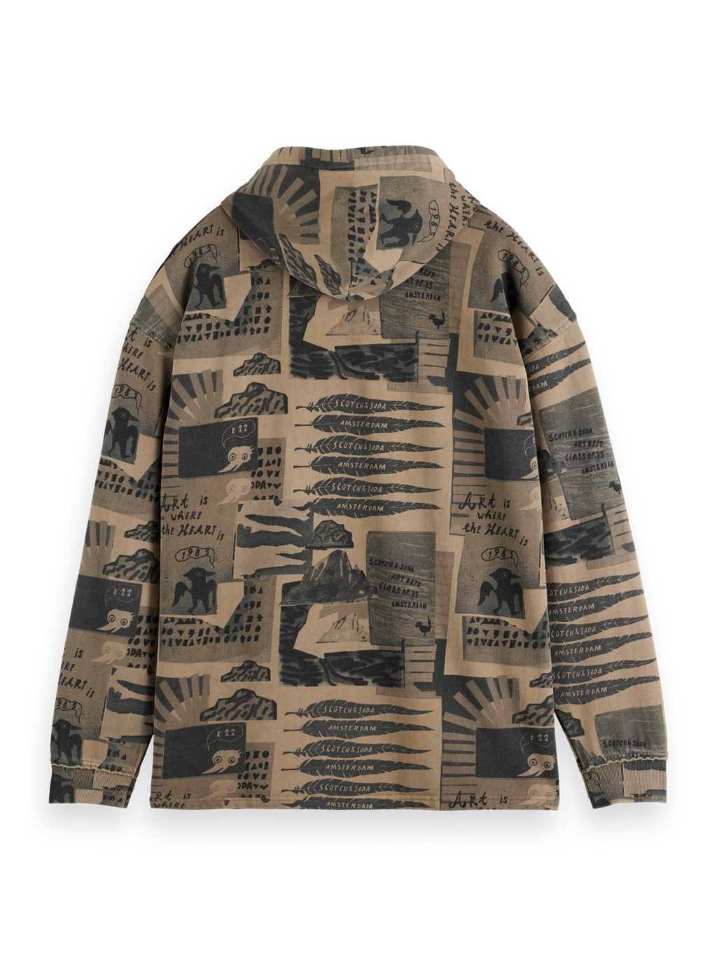 Loose-Fit Overdyed All-Over Printed Hoodie