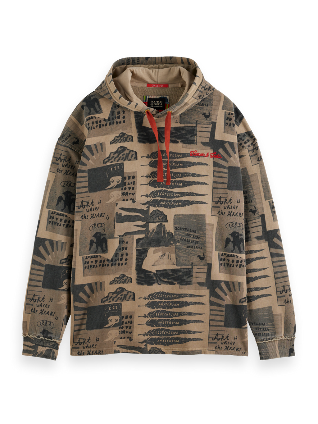 Loose-Fit Overdyed All-Over Printed Hoodie