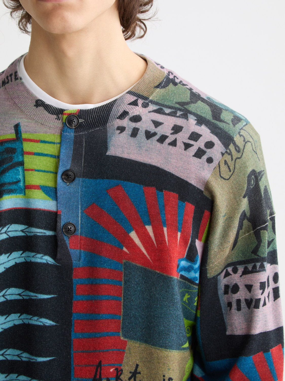 Relaxed-Fit Printed Henley