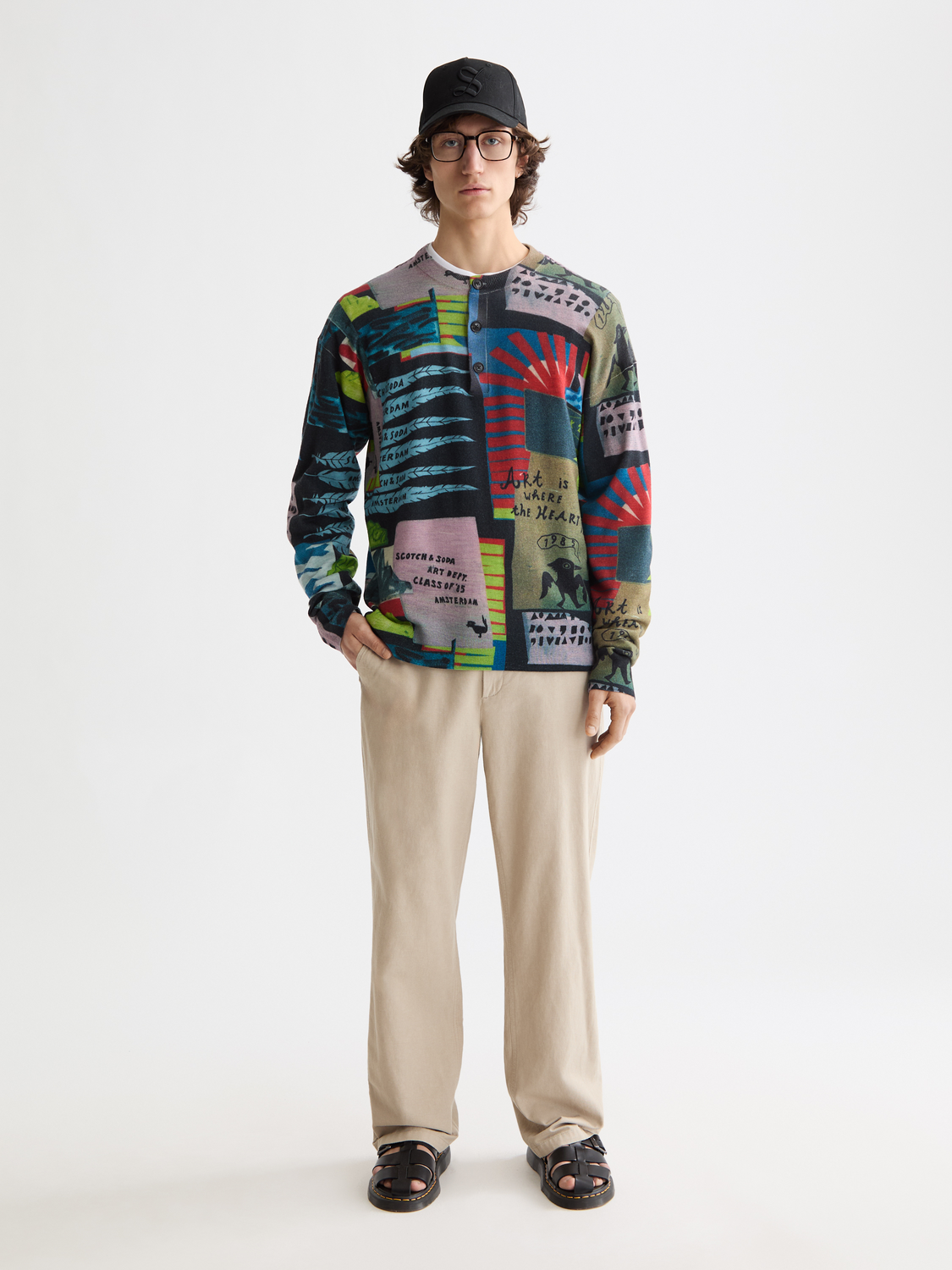 Relaxed-Fit Printed Henley