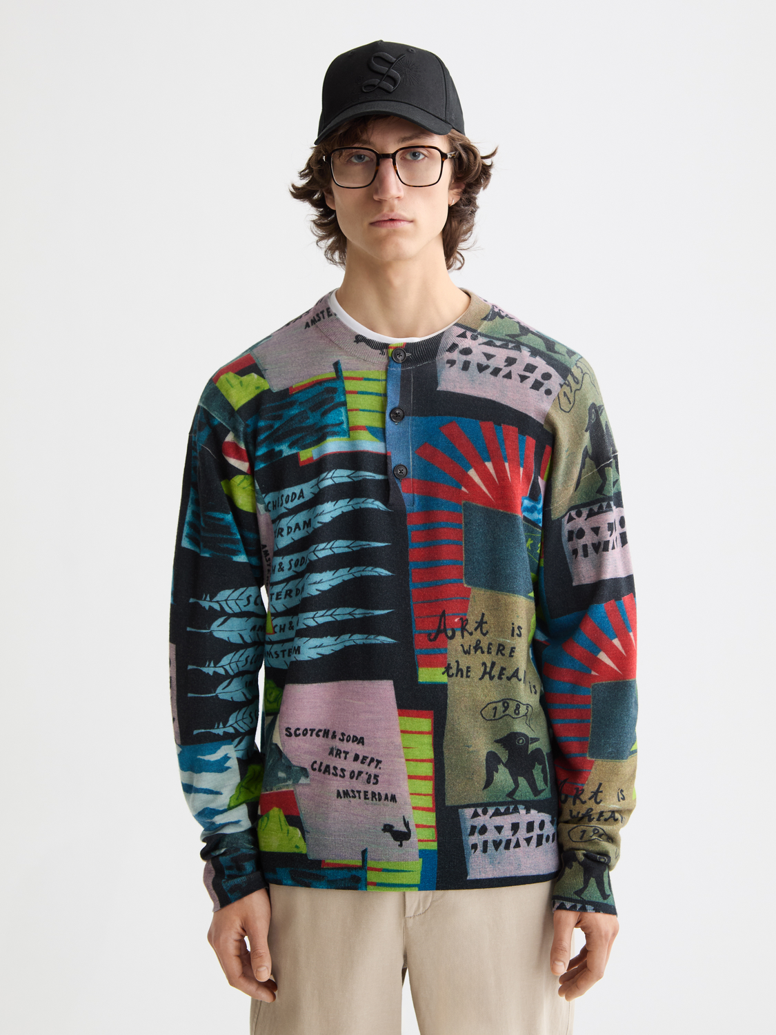 Relaxed-Fit Printed Henley