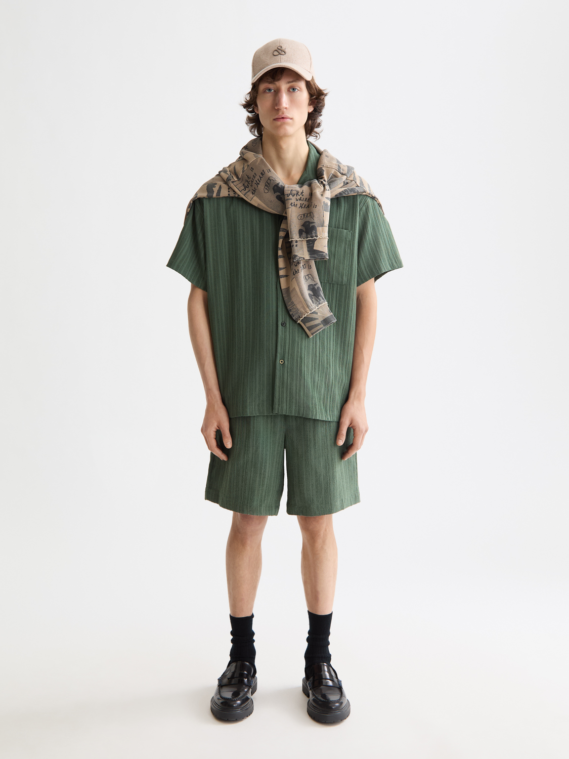 Fave - Tonal Striped  Regular Fit Bermuda Shorts