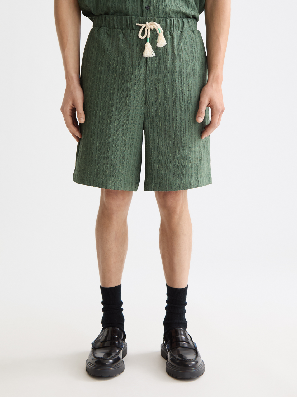 Fave - Tonal Striped  Regular Fit Bermuda Shorts
