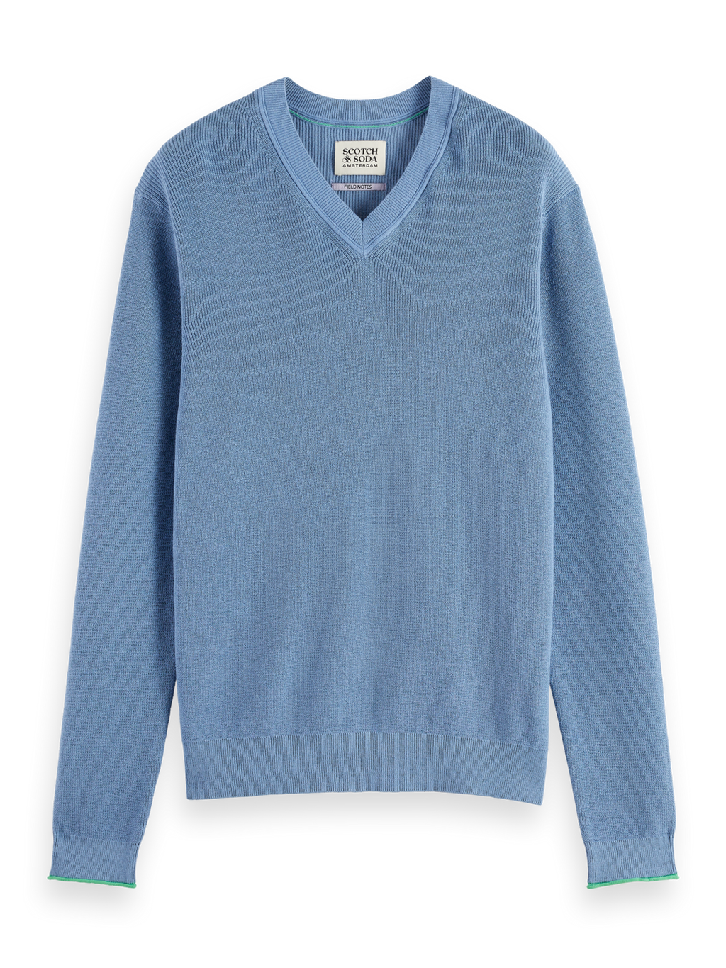 Regular-Fit Cotton Linen V-Neck Pullover