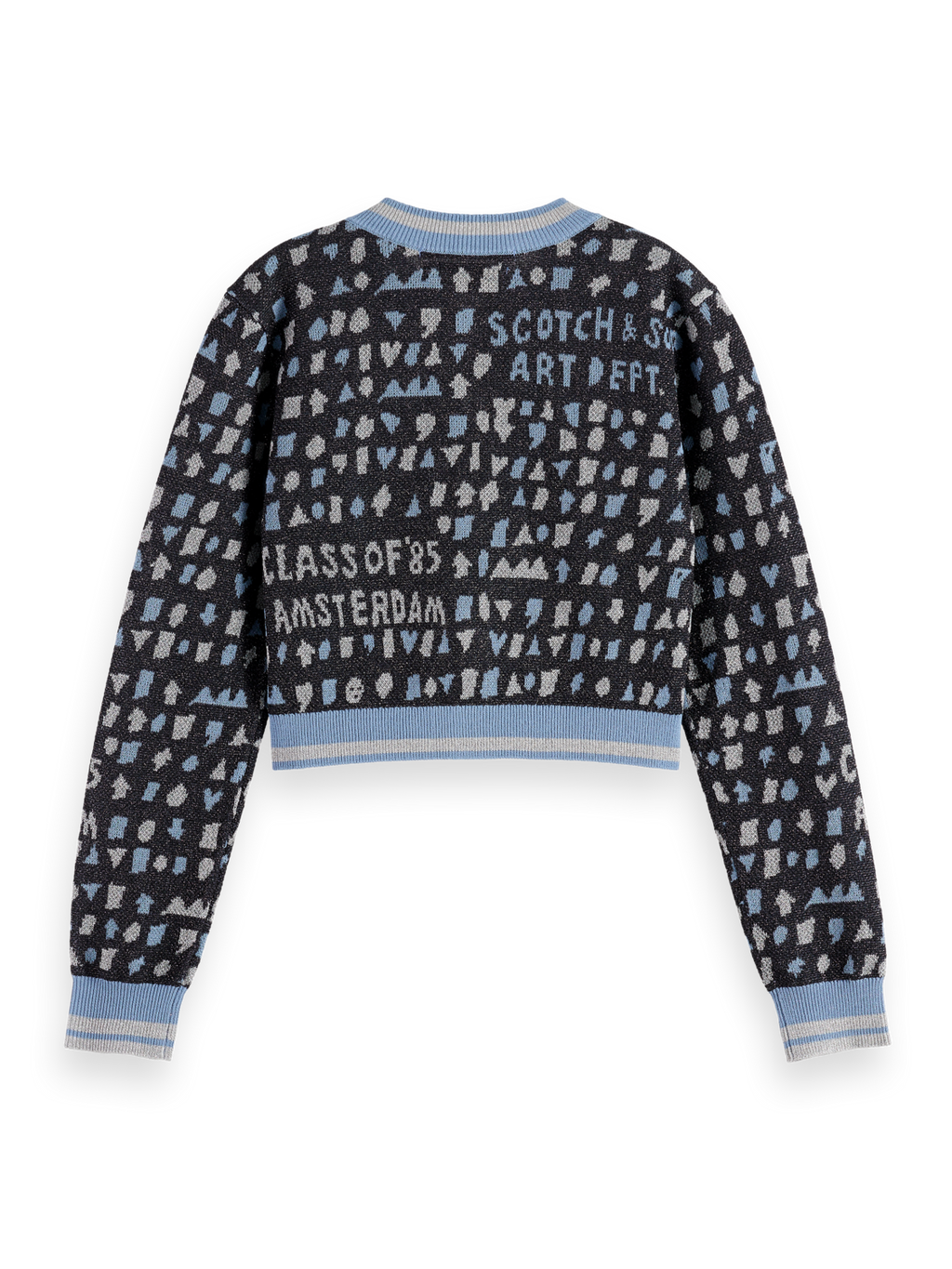 Girls' Slim-Fit Cropped Jacquard Cardigan