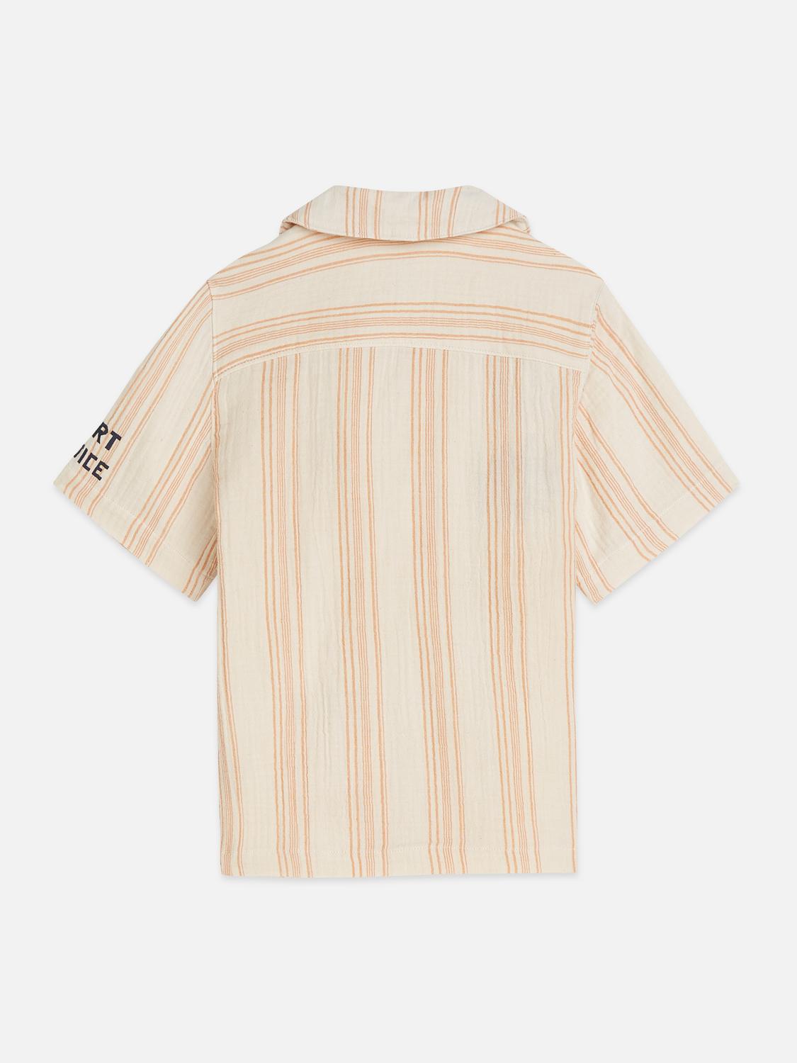 Boys' Placed Embroidery Stripe Cotton Short Sleeve Shirt