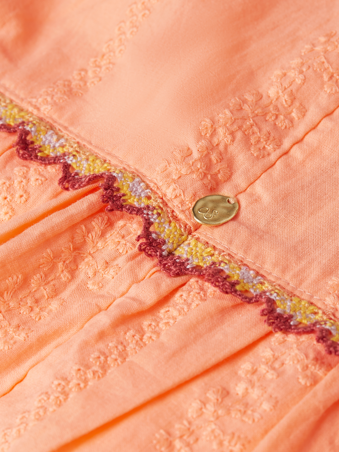 Girls' Embroidered Stripe Cotton Strap Dress