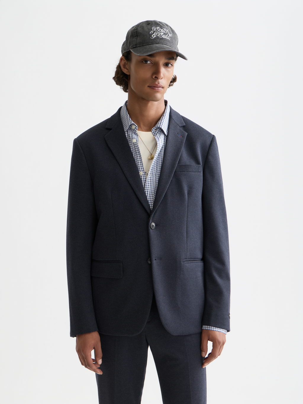 Tailored Notch Lapel Yarn Dyed Jersey Regular-Fit Blazer