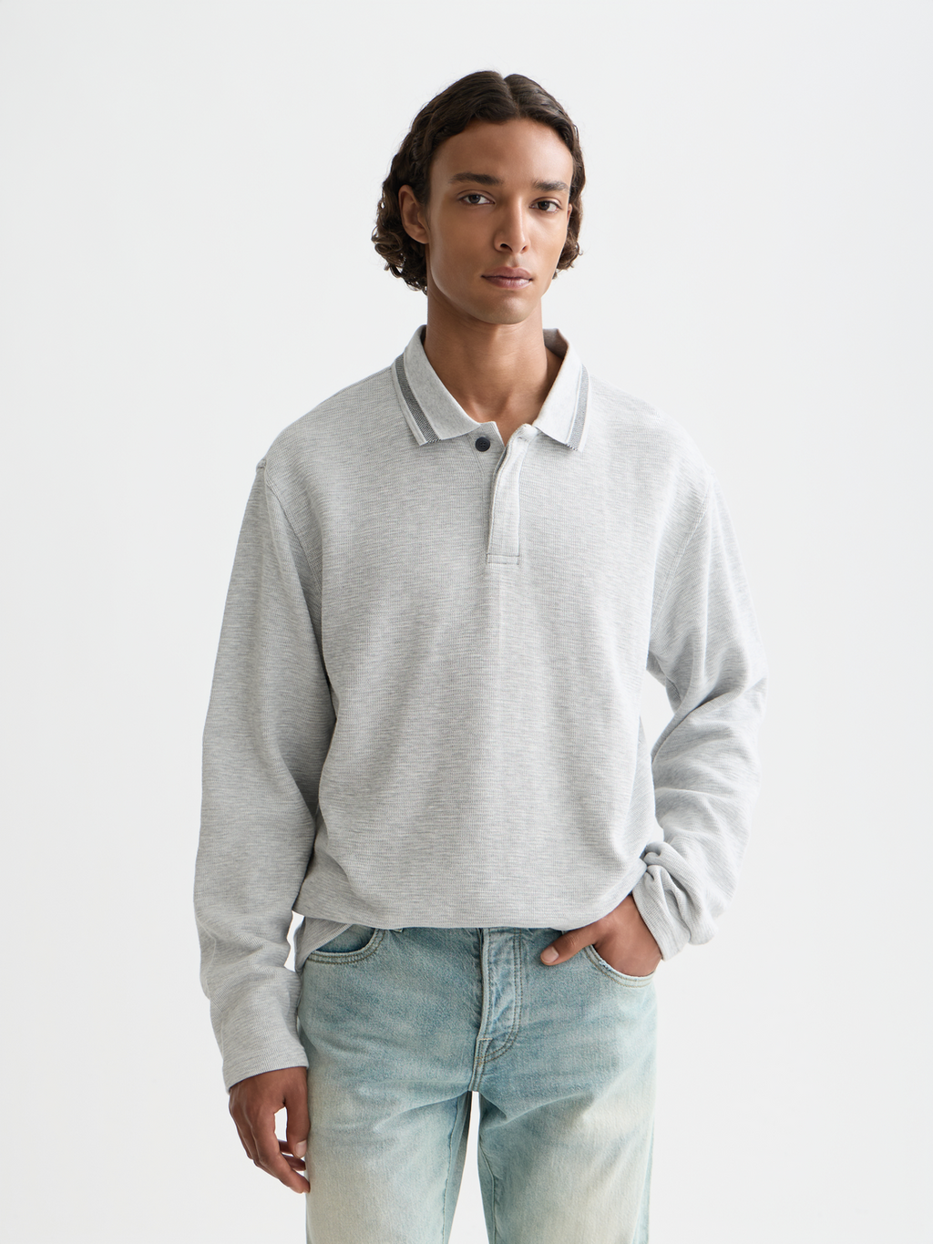 Structured Relaxed-Fit Long-Sleeved Polo
