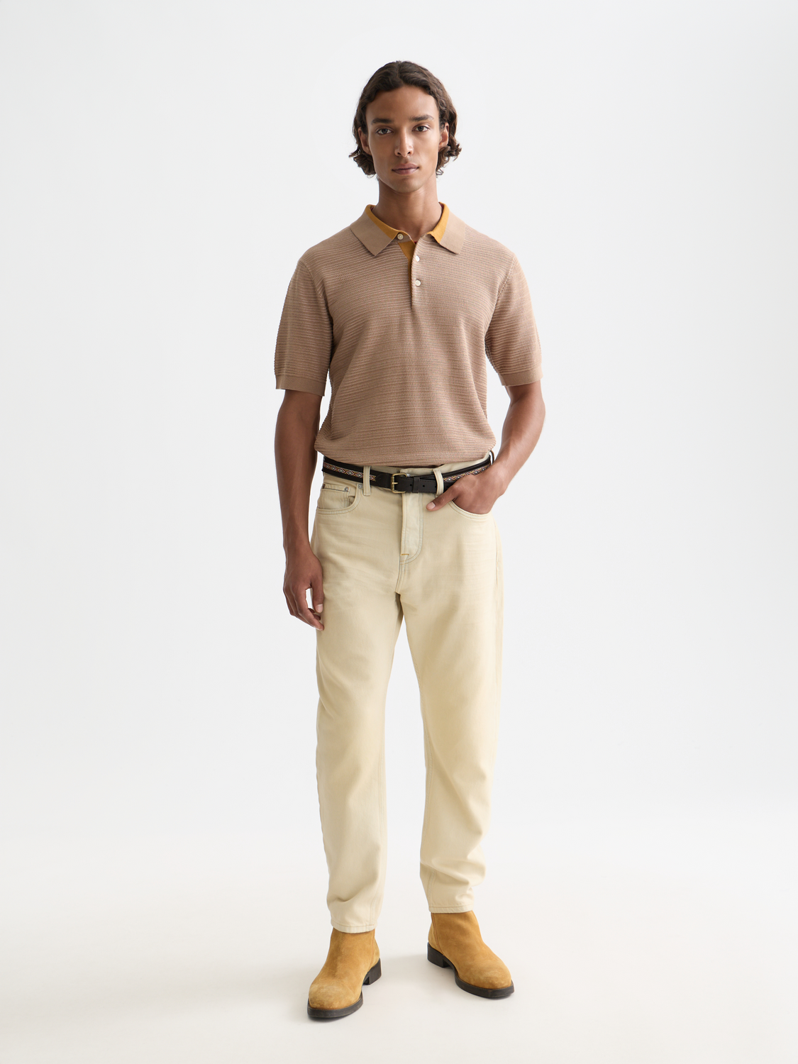 Structured Knitted Regular-Fit Polo