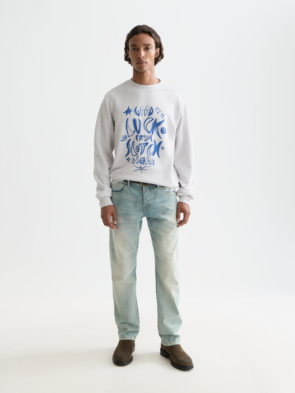 Washed Denim Graphic Sweatshirt