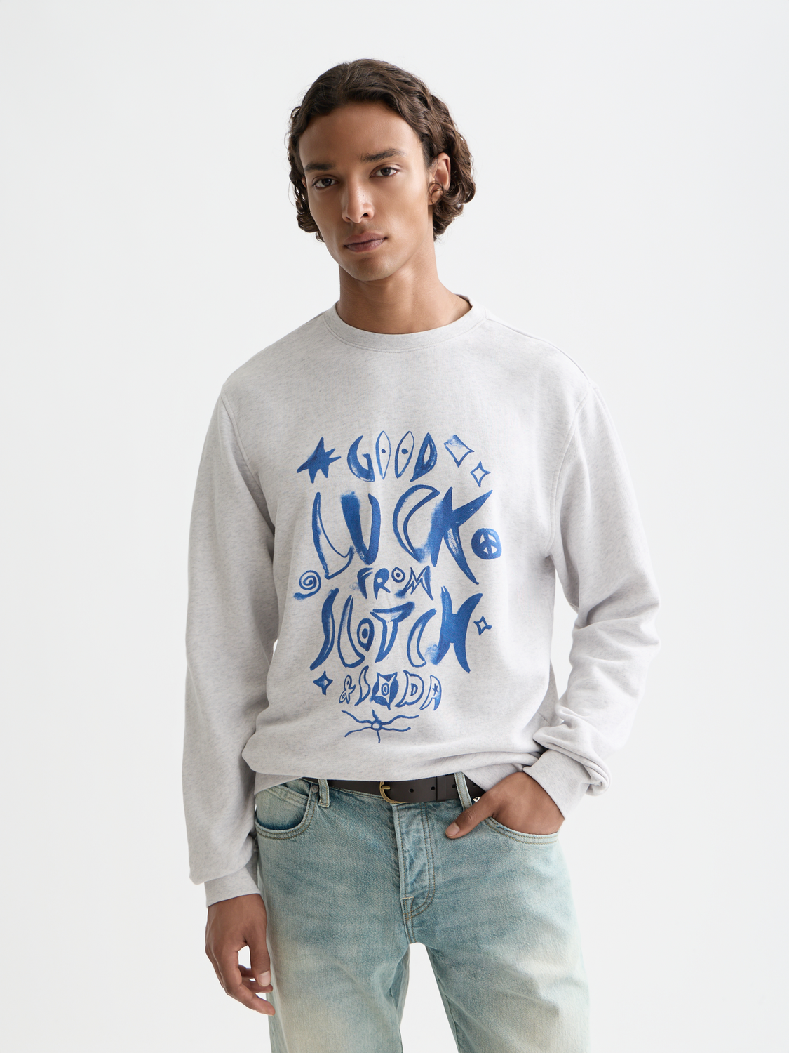 Washed Denim Graphic Sweatshirt