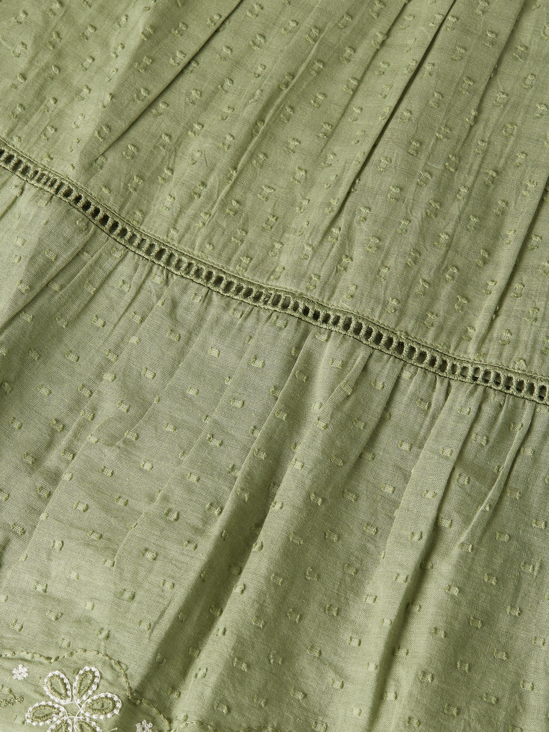 Girls' Embroidered Hem Clip Jacquard Cotton Dress