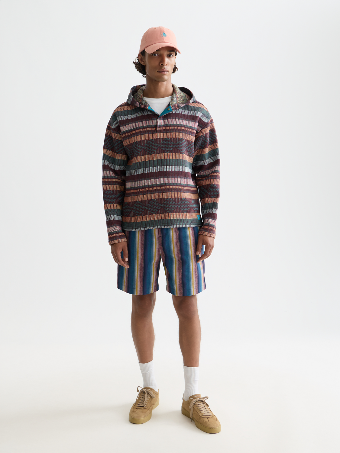 Western Detailed Striped Cotton Loose-Fit Bermuda