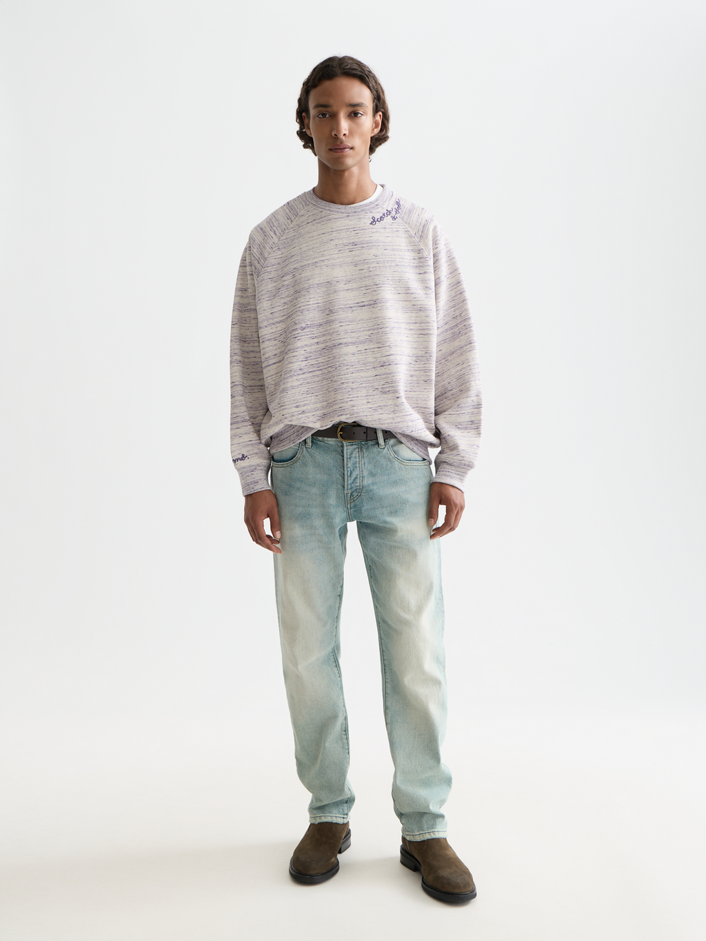 Space Yarn Embroidered Loose-Fit Sweatshirt