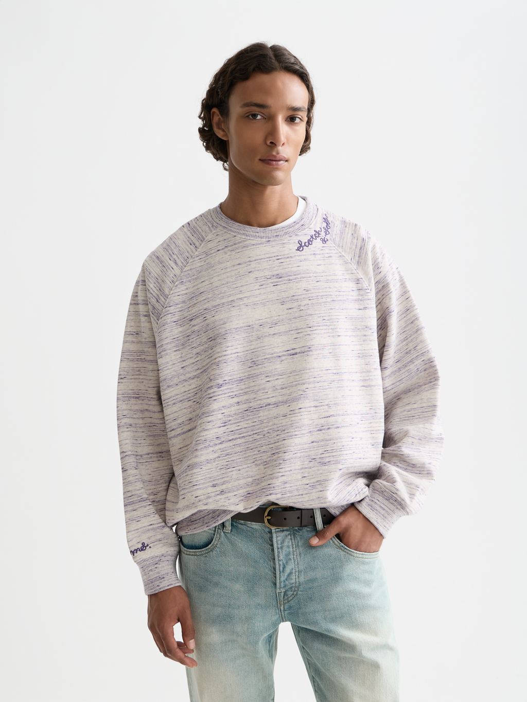 Space Yarn Embroidered Loose-Fit Sweatshirt